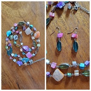 Long Necklace and Pierced Earring Set